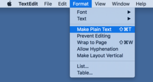 TextEdit Make Plain Text