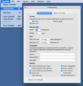 TextEdit Preferences Change To Plain Text