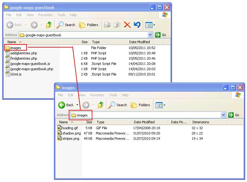 Google MAps Guestbook Folder Structure