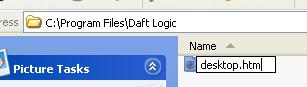 Rename New Text Document.txt to desktop.htm