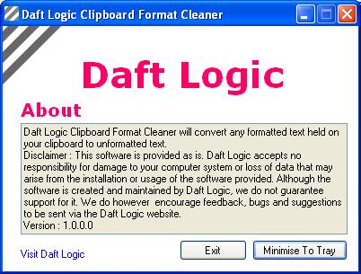 Clipboard Format Cleaner Screen Shot