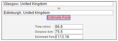 Taxi Fare Widget